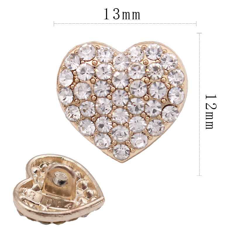 All-Pearl Rhinestone Heart-Shaped Buttons for Sewing & Crafts 20pcs