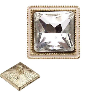 13mm/18mm Square Crystal Shine Glass Metal Buttons 20pcs