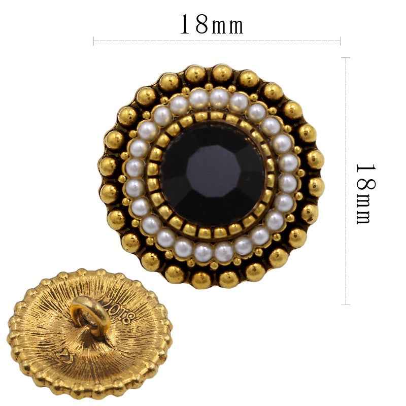 Antique Gold Floral Oval Crystal Rhinestone Shank Alloy Buttons 20PCS