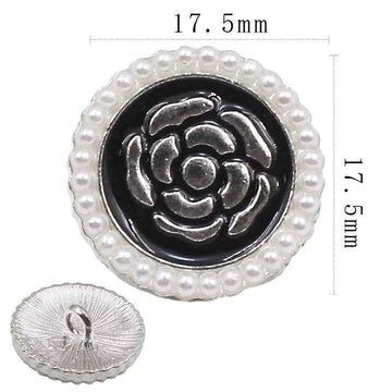 Silver Round Pearl-Trimmed Metal Shank Buttons for Fashion Crafts