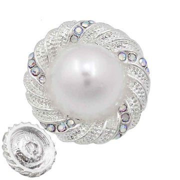 17mm/21mm/25mm Silver Round Pearl Metal Buttons 12PCS