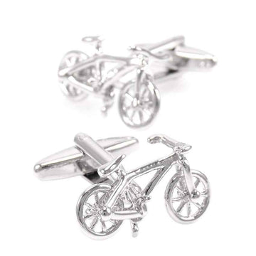 Polished Steel Bicycle-Shaped Cufflinks
