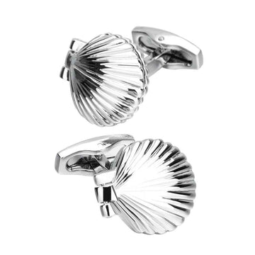 21mm Silver-Tone Shell-Shaped Cufflinks