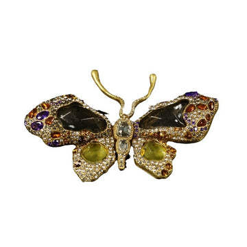 Fransk vintage brosch i kopparlegering med glittrande rhinstenar