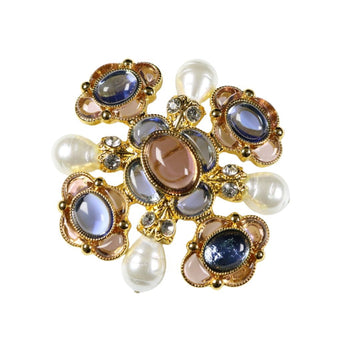 Broche de flor de perla incrustado de diamantes de la corte barroca
