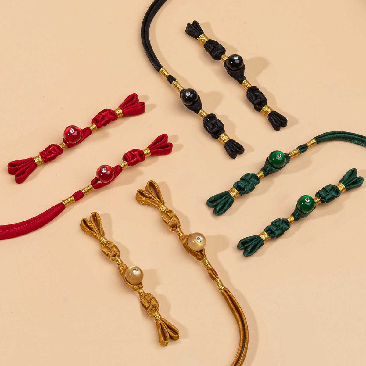 Čínské ručně vyráběné diamantové kamenné pletené knoflíky Cheongsam Pankou 6ks