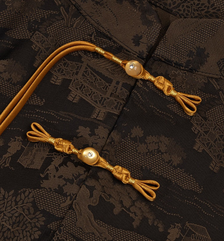 Čínské ručně vyráběné diamantové kamenné pletené knoflíky Cheongsam Pankou 6ks