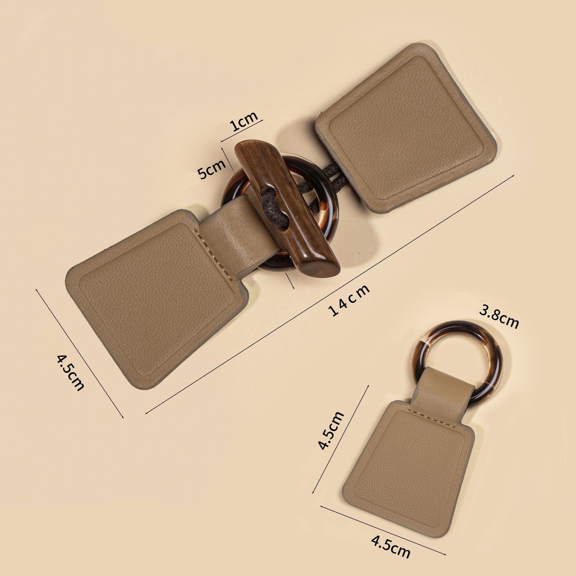 14cm Khaki Negru Burgund Piele Butoni de cusut cu cataramă din rășină 4 bucăți