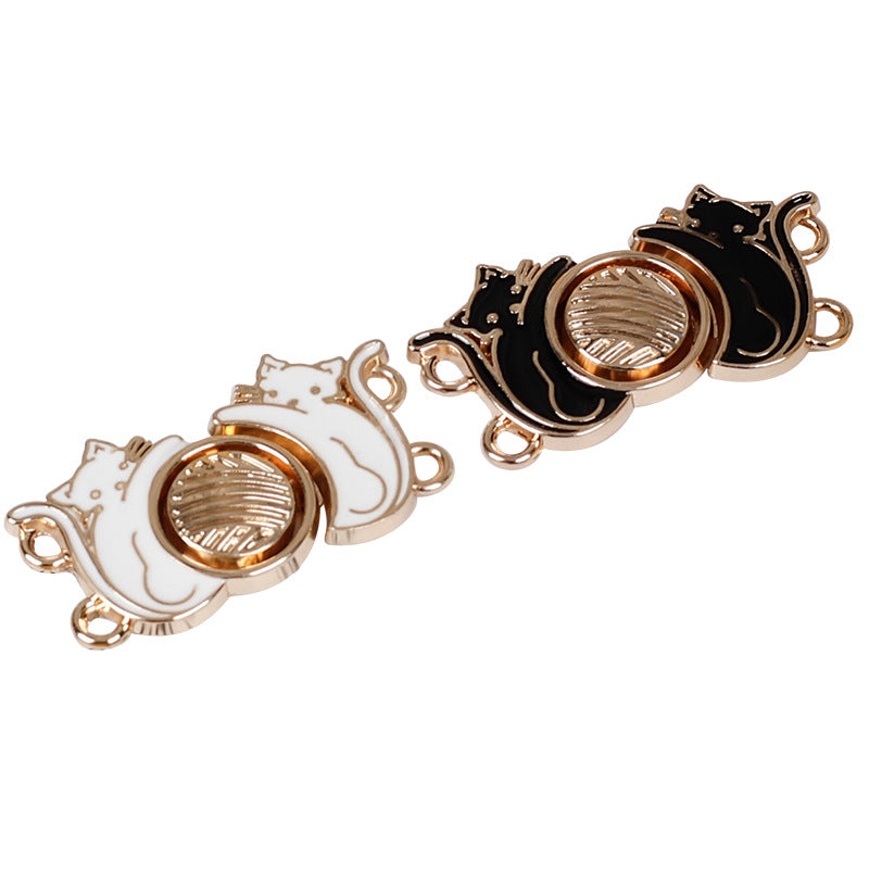 2.8cm černobílé kočičí vintage hanfu kovové párové knoflíky 12ks