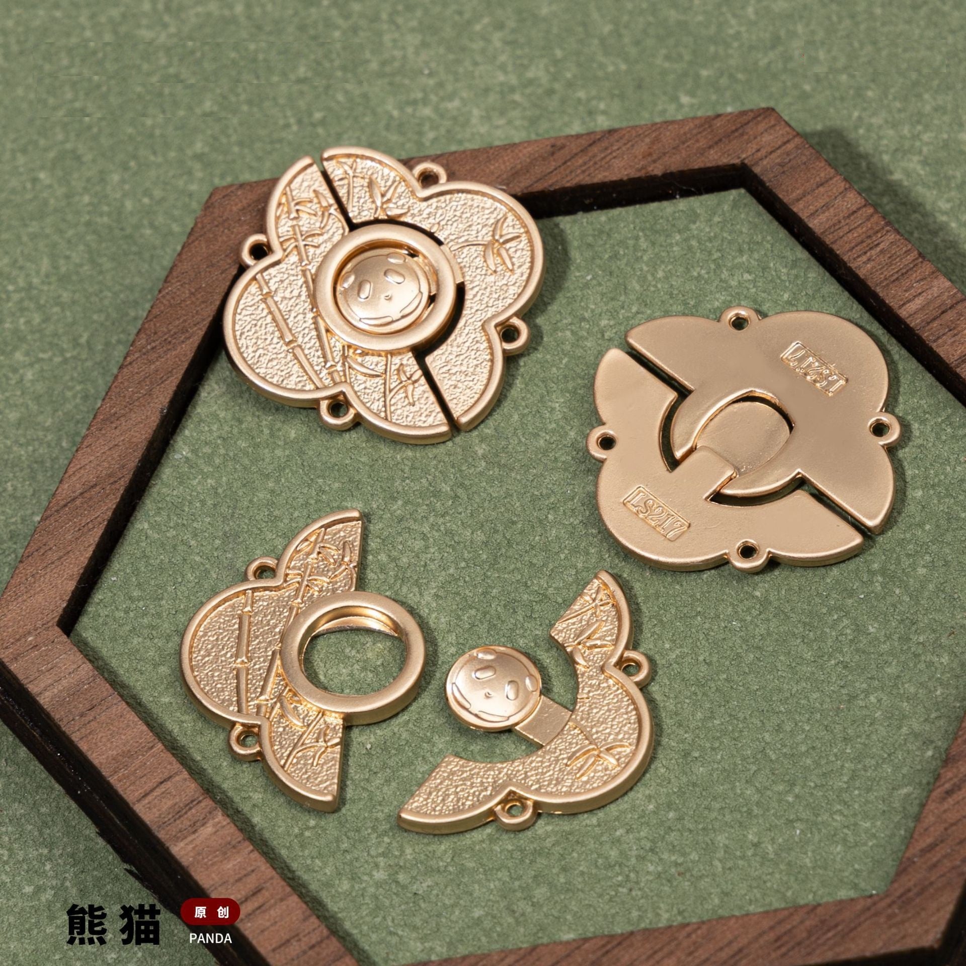 2.5cm Butoane metalice pereche panda vintage aurii stil chinezesc 12 bucăți