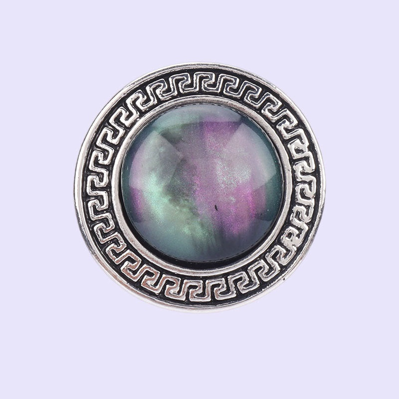 22mm Στρογγυλά Γεωμετρικά Κουμπιά με Δαντέλα, Ρητίνη, Μέταλλο, 6 τεμ.