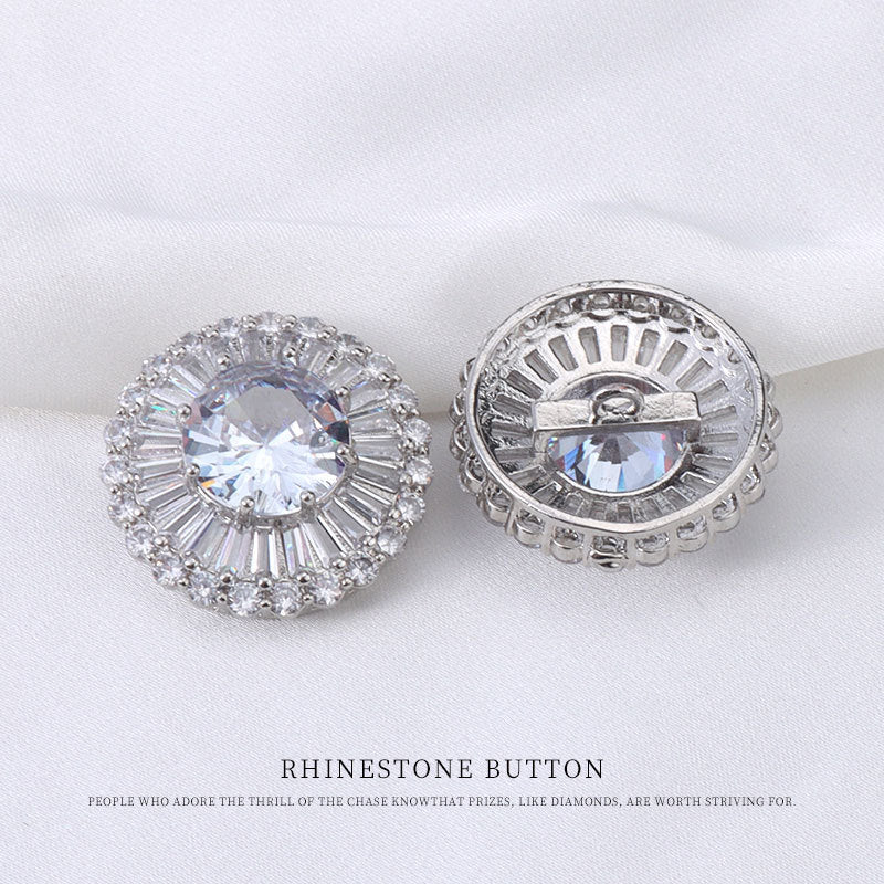 Butoane decorative premium din zircon 12.5-24mm, cu tija metalică, 4 bucăți