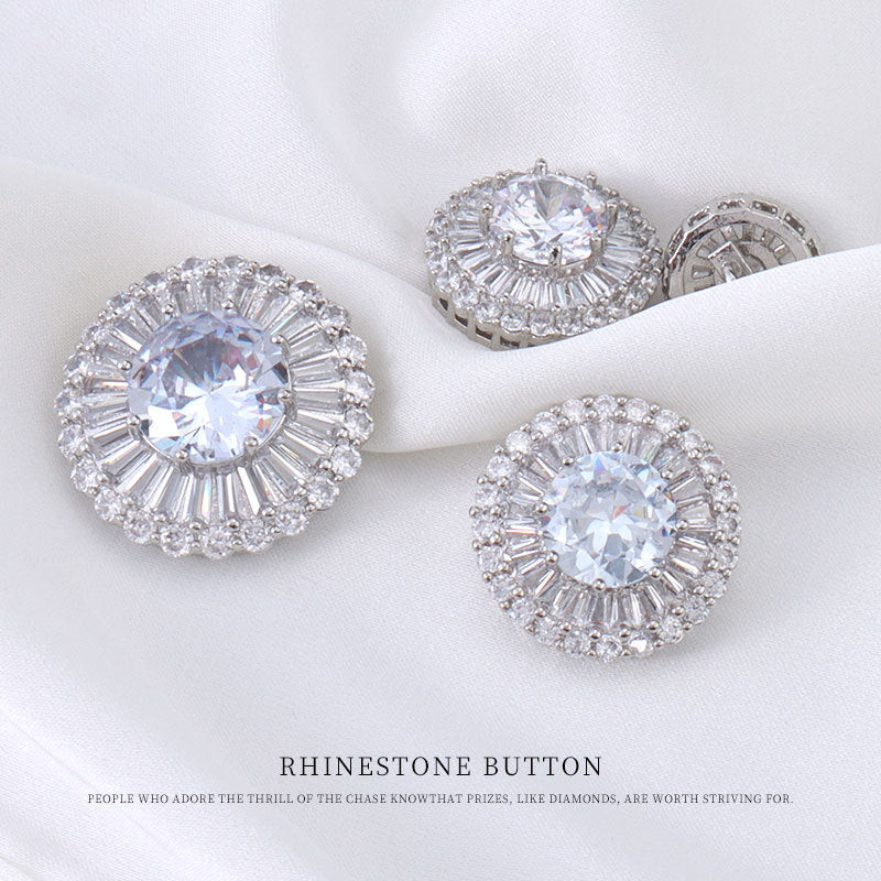Butoane decorative premium din zircon 12.5-24mm, cu tija metalică, 4 bucăți
