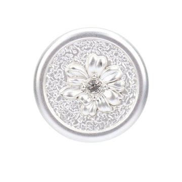 23mm Silver Chrysanthemum Rhinestone Metal Buttons for Fashion Outerwear 8pcs