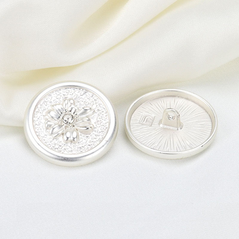 23mm sølv krysantemum rhinsten metal knapper til mode overtøj 8 stk