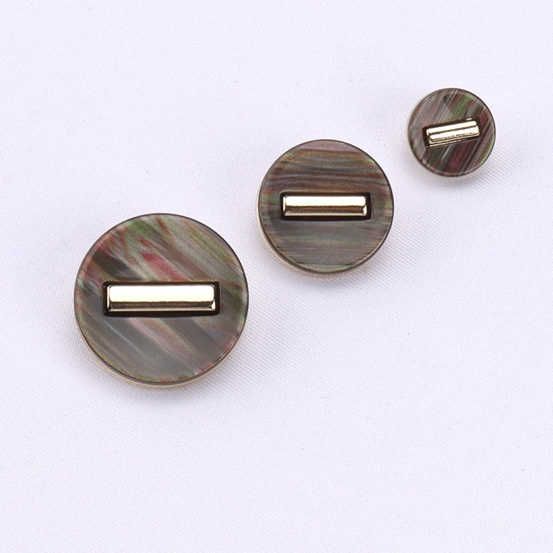 Μαύρα Λευκά Καφέ Στρογγυλά Κουμπιά από Ρητίνη με Μεταλλικό Ποδίσκο για Μόδα Παλτό 15 Τεμάχια