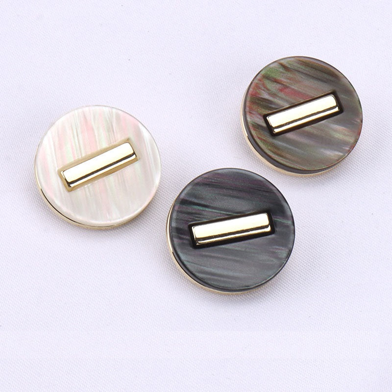 Μαύρα Λευκά Καφέ Στρογγυλά Κουμπιά από Ρητίνη με Μεταλλικό Ποδίσκο για Μόδα Παλτό 15 Τεμάχια