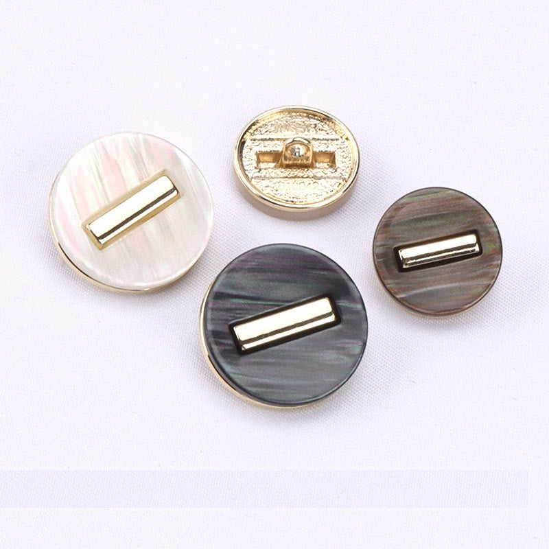 Μαύρα Λευκά Καφέ Στρογγυλά Κουμπιά από Ρητίνη με Μεταλλικό Ποδίσκο για Μόδα Παλτό 15 Τεμάχια