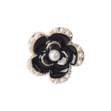 18-23mm Black Gold-Edged Floral Pearl Button for Women's Coats 12pcs - Lots of Buttons