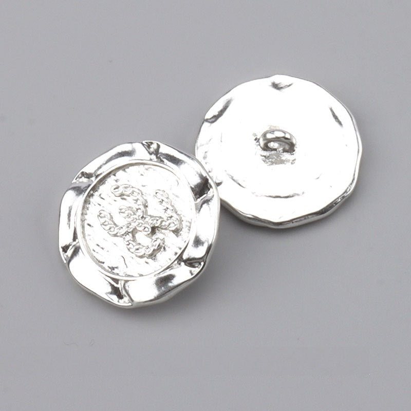 Korean Vintage Gold & Silver Metal Buttons with Shank for Woolen Suit Jacket 3pcs