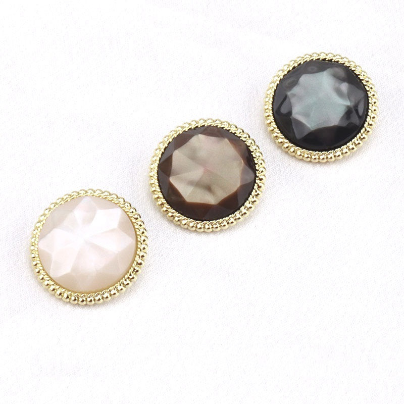 Čierne Béžové Hnedé Okrúhle Gombíky s Briliantovým Výbrusom z Živice a Zliatiny, Balenie 15 Ks