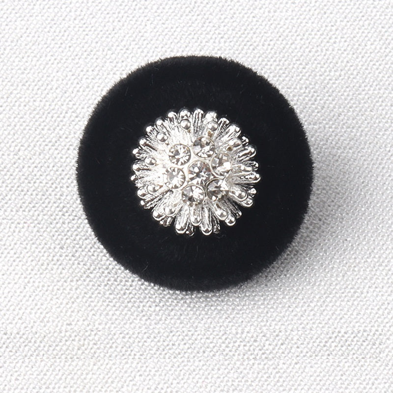 18mm černé hnědé zelené sametové kovové knoflíky s diamantovým dříkem 6ks