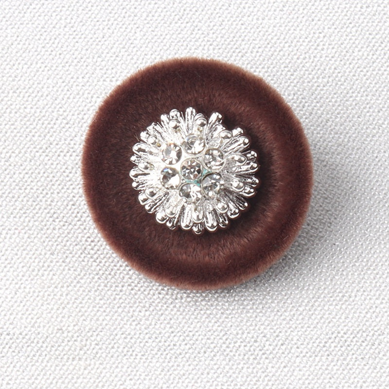18mm černé hnědé zelené sametové kovové knoflíky s diamantovým dříkem 6ks