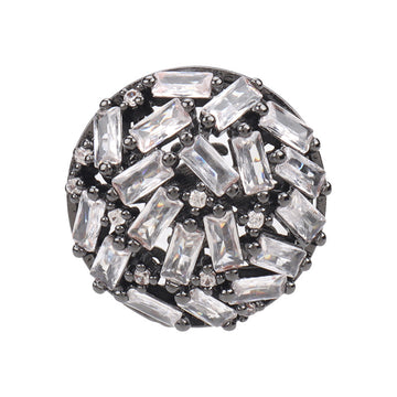 Botões de Cobre Zirconia Oca de Alta Qualidade em Prata Gunmetal 2pcs