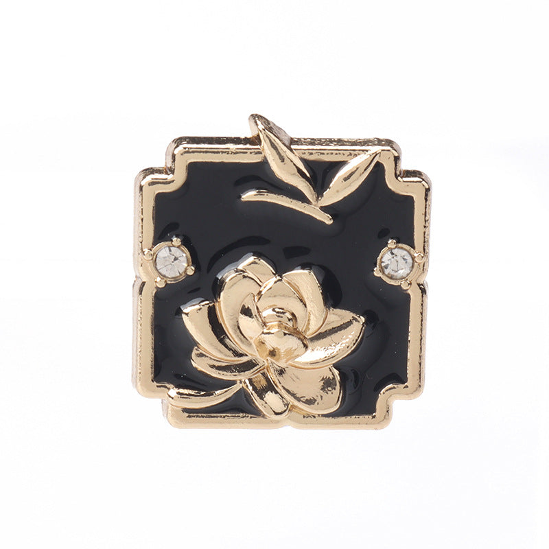 Butoane pătrate din metal lotus cu ulei punctat, aur roz, 18/20mm, 12 bucăți