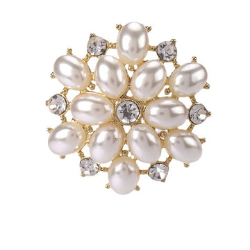 27mm Golden Silver Metal Rhinestone Pearl Buttons for Women's Woolen Coats 4pcs - Lots of Buttons