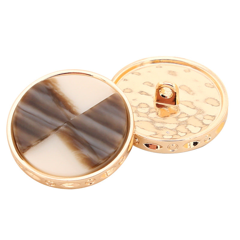 Čierne hnedé gombíky z živice a kovu v tvare ventilátora, dvojfarebné, balenie 20 kusov