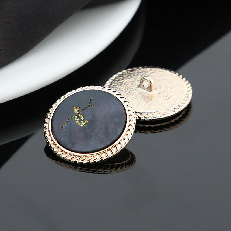 Čierne Hnedé Béžové Tlačidlá s Motívom Vtáka, Okrúhly Tŕň, Zlatá/Strieborná Kovová Základňa, 15 Kusov Balík