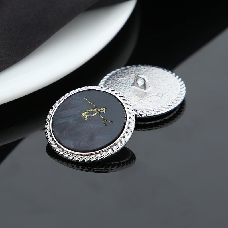 Čierne Hnedé Béžové Tlačidlá s Motívom Vtáka, Okrúhly Tŕň, Zlatá/Strieborná Kovová Základňa, 15 Kusov Balík