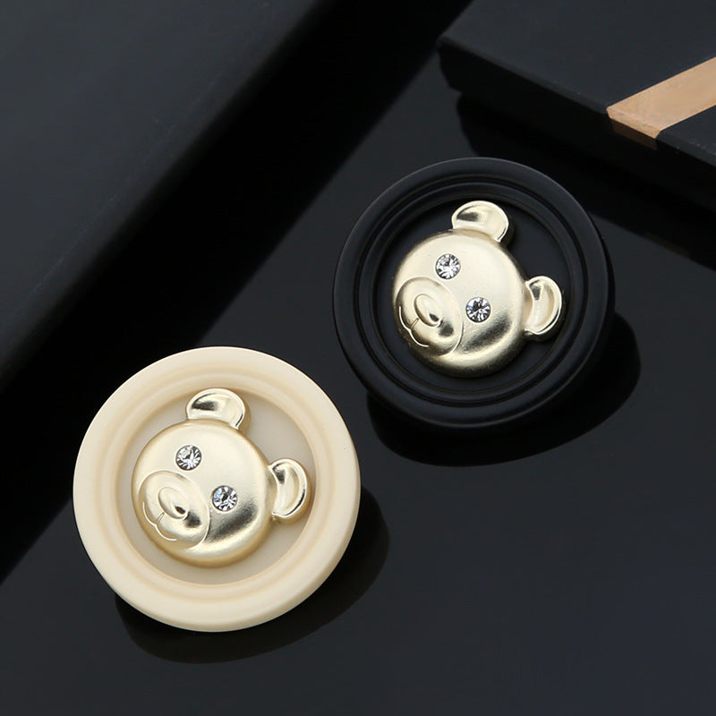 17/23/25mm Béžové Čierne Okrúhle Gombíky v tvare medveďa z živice s kovovým nožičkou 15 kusov balenie