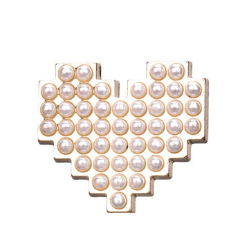 Botão de Metal com Pérola em Forma de Coração e Strass 12.5/15/23mm - Pacote de 15
