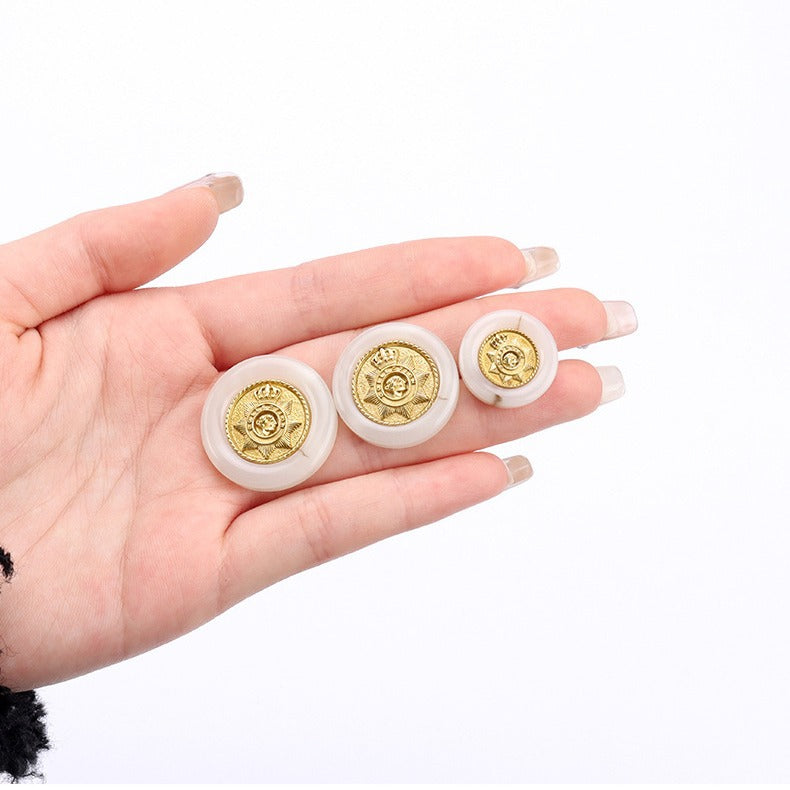 Čierne hnedé vintage korunkové hviezdicové okrúhle gombíky z živice s kovovým nožičkou 12 ks