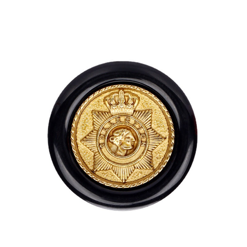 Čierne hnedé vintage korunkové hviezdicové okrúhle gombíky z živice s kovovým nožičkou 12 ks