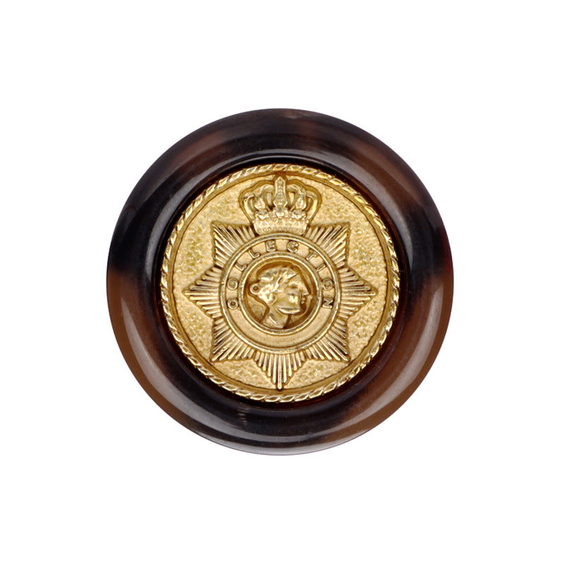 Čierne hnedé vintage korunkové hviezdicové okrúhle gombíky z živice s kovovým nožičkou 12 ks