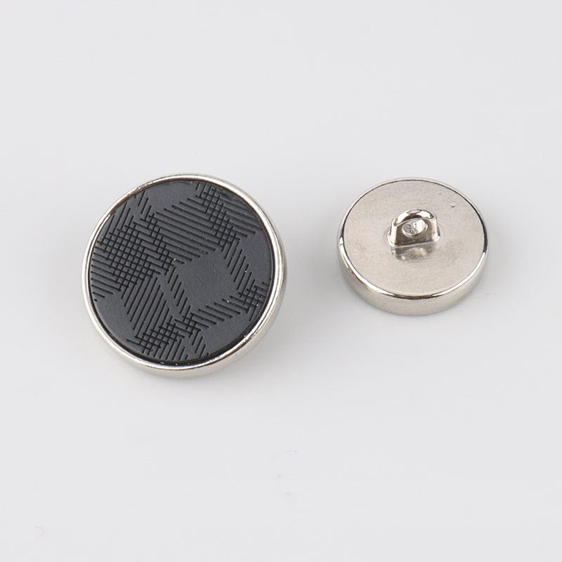 Kulaté laserem gravírované pryskyřičné kovové knoflíky na stopce pro vlněné svrchní oblečení 12 ks