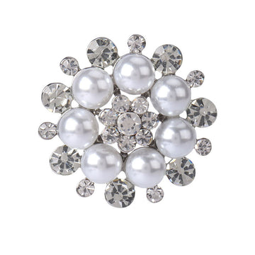 Botão de Pérola Diamante Costurado à Mão de 30mm Base Metálica com Pino 3pcs
