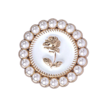 Pearl Rose Metal White Black Oiled Buttons for Women's Jackets 12 Pack - Lots of Buttons