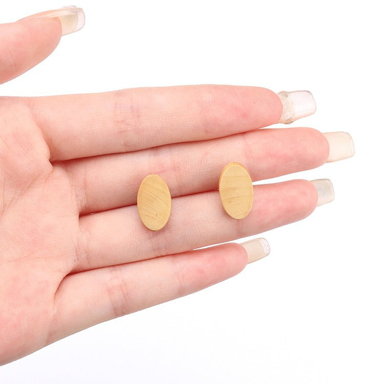 Nasturi ovalați din lemn natural de 15mm cu tije 30 bucăți