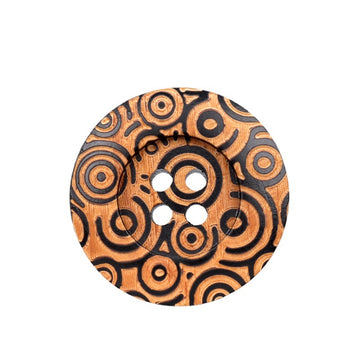 Botones de madera de álamo pintados con láser tallados en forma de raya de tigre, redondos, de 11.5/25mm, con 4 agujeros.