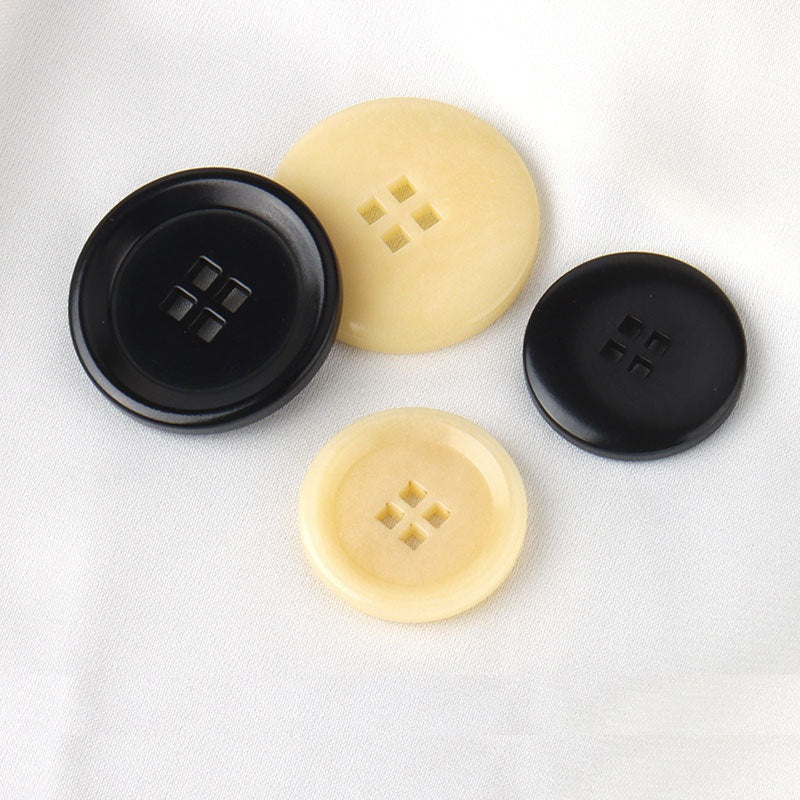 15/20/25mm Beige Black Laser Cut Square-Hole Corozo Buttons for Suits Sweaters