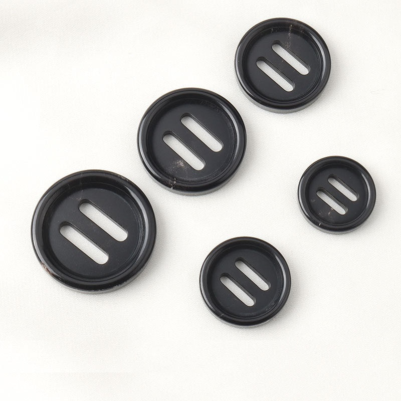 17.5-28mm Černé kávové barvy Přírodní rohovina z vodního buvola Dvojitě drážkované knoflíky 10 ks