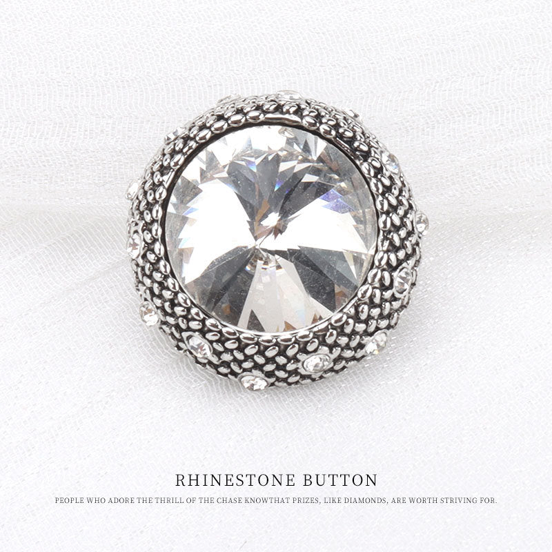 Butoane rotunde vintage din metal cu rhinestones de 20mm pentru paltoane de lână 5 bucăți