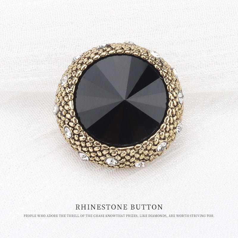 Butoane rotunde vintage din metal cu rhinestones de 20mm pentru paltoane de lână 5 bucăți