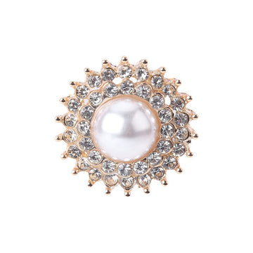 22mm Gear-Shaped Pearl Rhinestone Metal Button for Women's Knit Tops 6pcs - Lots of Buttons