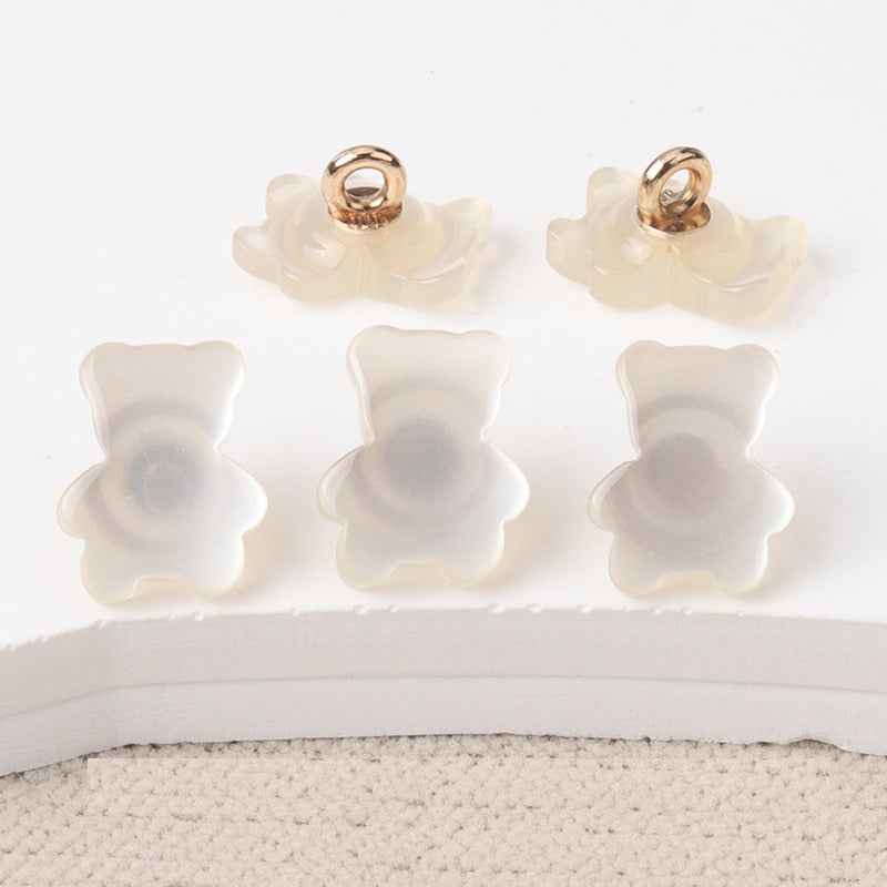 12mm Resin Pearlized Bear Shaped Buttons for Children's Clothing 30 Pack - Lots of Buttons
