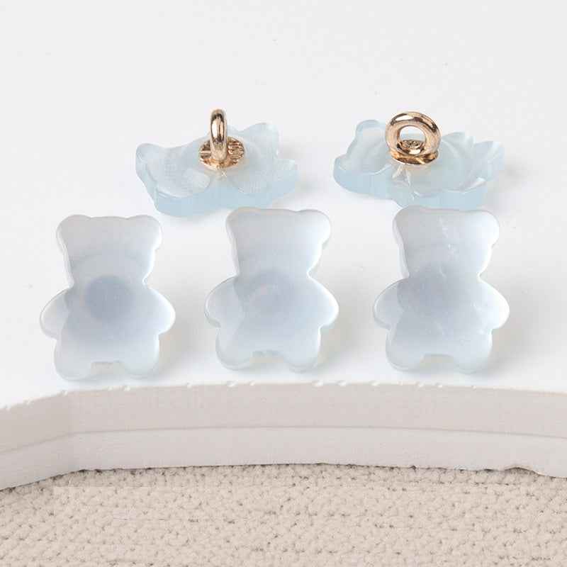 12mm Resin Pearlized Bear Shaped Buttons for Children's Clothing 30 Pack - Lots of Buttons